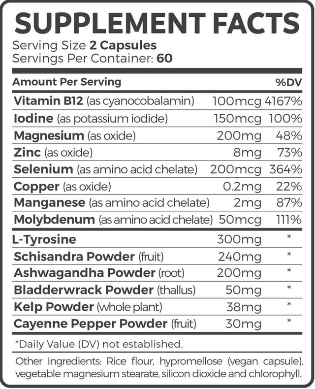 Healths Harmony Thyroid Support with Iodine - 120 Capsules (Non-Gmo)- Ashwagandha Root, Zinc, Selenium, Vitamin B12 Complex - Thyroid Health Supplement - 60 Day Supply