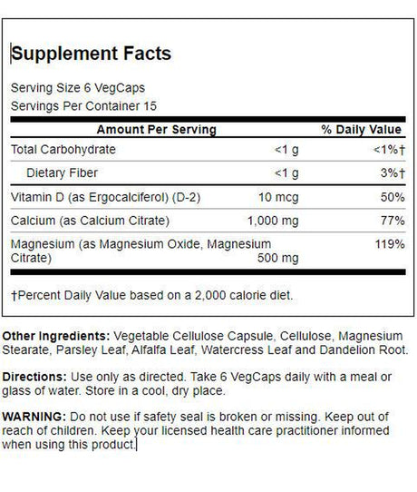 Solaray Cal-Mag Citrate with Vitamin D 2:1 Capsules, 90 Count