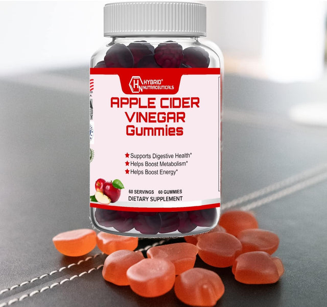 Hybrid Nutraceuticals Apple Cider Vinegar Gummies - Helps Detox & Cleanse, Boost Metabolism - Vitamins B-9, B-12, Pomegranate, Beet Root Juice - Good Keto ACV Gummies - 60 Gummies