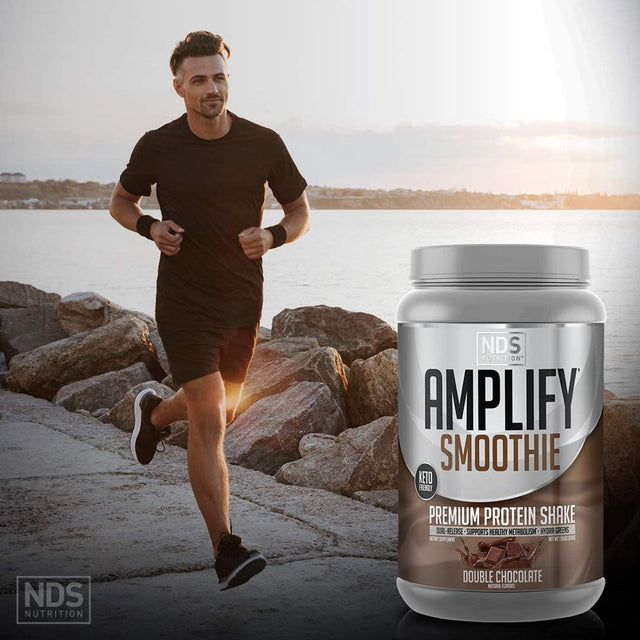 NDS Nutrition Amplify Smoothie Premium Whey Protein Powder Shake with Added Greens and Amino Acids - Build Lean Muscle, Gain Strength, Lasting Energy, and Lose Fat - Chocolate (30 Servings)