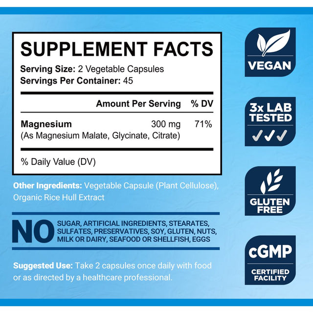 Bioemblem Supplement Triple Magnesium Complex and Turmeric Curcumin, Support for Muscles, Nerves, Joint & Heart Health