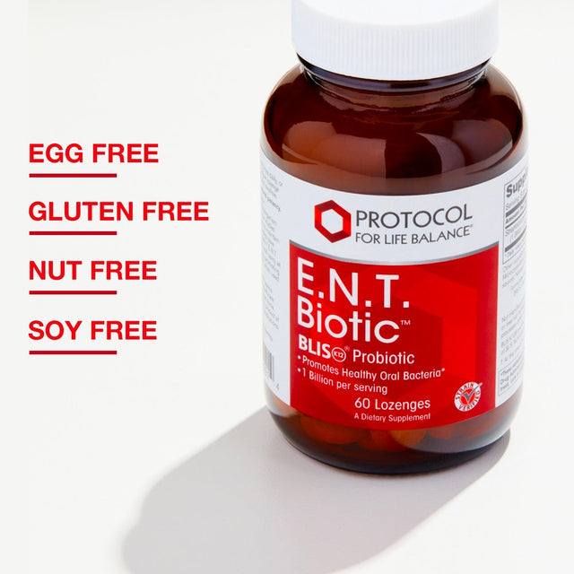 Protocol for Life Balance - E.N.T. Biotic BLIS K12 Probiotic - Promotes Healthy Oral Bacteria, Fresher Breath, Throat Health, and Immune Response Support - 60 Lozenges