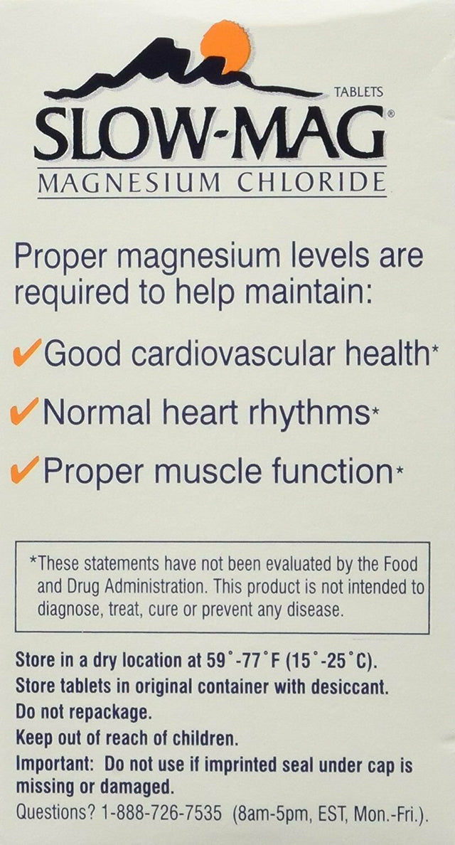 Slow Mag Magnesium Chloride Supports Muscle & Heart Function, 60Ct, 5-Pack