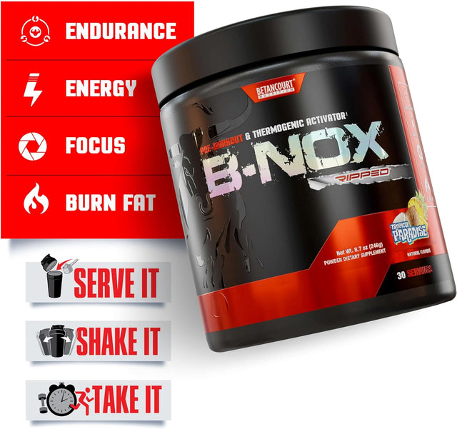 Betancourt Nutrition B-Nox Pre Workout Thermogenic Activator | L-Carnitine, Beta Alanine | Endurance & Lean Muscle Gains | 30 Servings (Tropical Paradise)