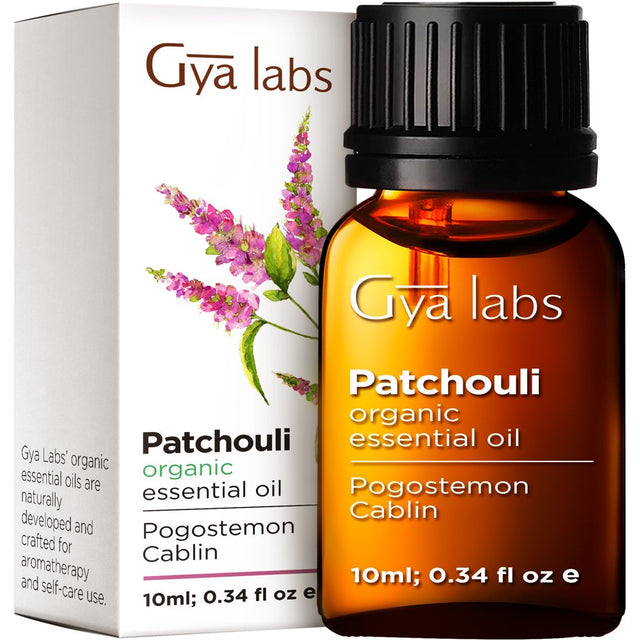 Gya Labs Organic Patchouli Oil for Diffuser & Aromatherapy - Patchouli Essential Oil Organic for Skin - Patchouli Oil for Body, Perfume & Candle Making (0.34 Fl Oz)