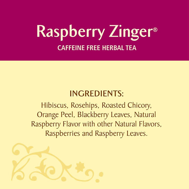 Celestial Seasonings Zinger Raspberry Caffeine-Free Herbal Tea Bags, 20 Count