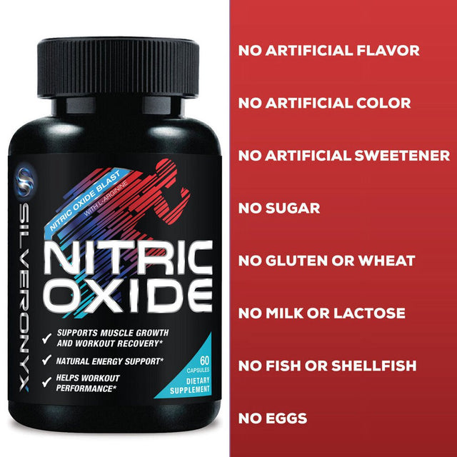 Nitric Oxide Booster Supplement L-Arginine 1300Mg Workout Muscle Pump 60 Capsules