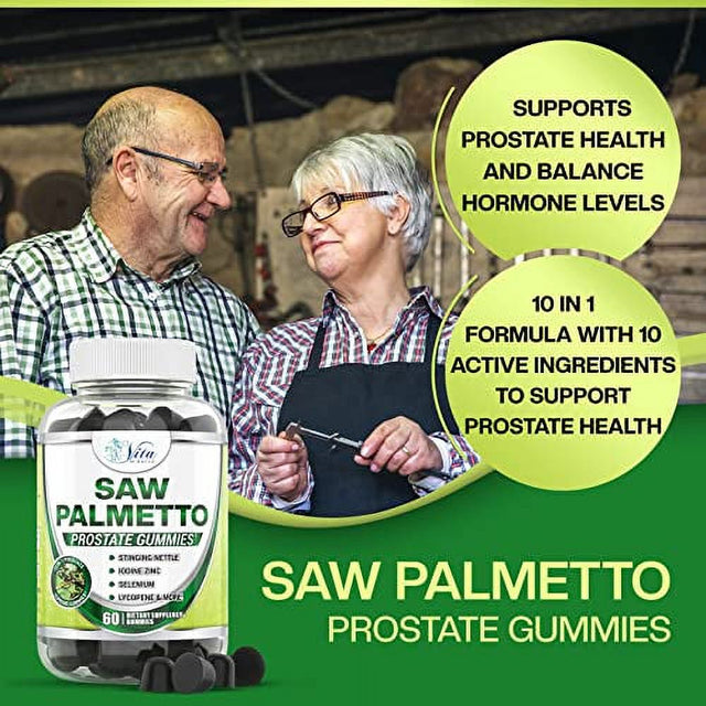 Saw Palmetto Gummies - Saw Palmetto for Women - Prostate Supplements for Men - Saw Palmetto for Women Hair Loss DHT Blocker for Hair Growth Extract and Beta Blocker Supplement for Hair Loss