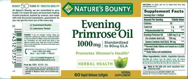 Nature'S Bounty Evening Primrose Oil 1000 Mg Softgels 60 Each