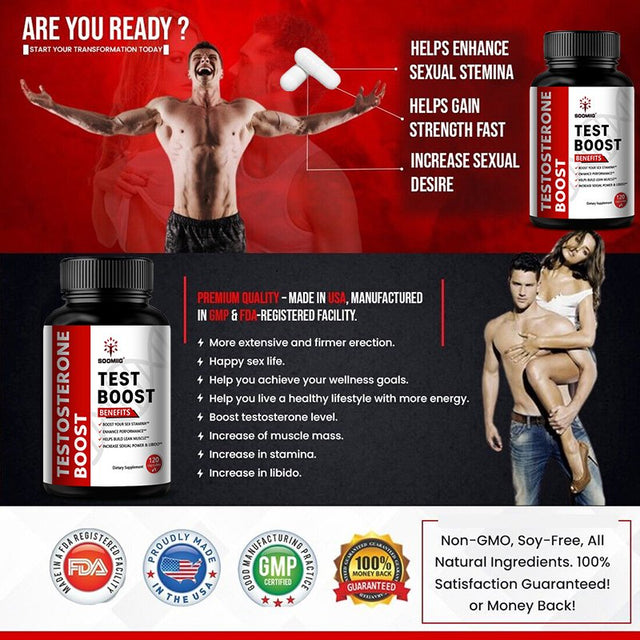 SOOMIIG Test Boost Supplement Supports Muscle Building, Testosterone Booster for Men