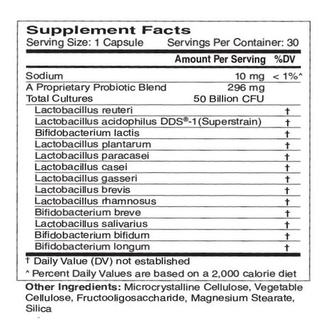 Cardiotabs Advanced Formula Probiotic, 13 Strains Including DDS-1, 50 Billion CFU