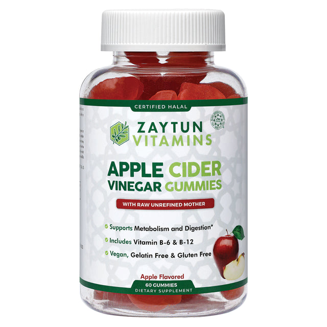 Zaytun Halal Apple Cider Vinegar Gummies with Mother - Enhances Gut Health & Metabolism - Natural Weight Management & Digestion Support - No Gelatin, No Gluten, Vegan, Non-Gmo - 2 Months Supply