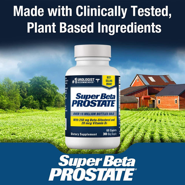 Super Beta Prostate – over 15 Million Bottles Sold – Urologist Recommended Prostate Supplement for Men - Reduce Bathroom Trips Night Promote Sleep & Bladder Emptying, Beta Sitosterol (60Ct, 1 Bottle)