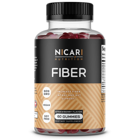 Nicari Nutrition - FIBER | Gut Support Vegan Gummy Vitamins - 60 Count