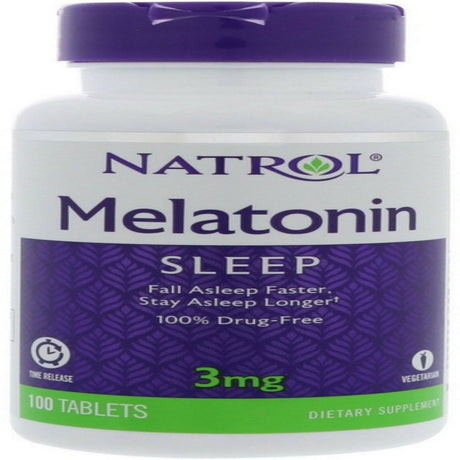 Natrol Melatonin 3 Mg Sleep Time Release Dietary Supplement Tablets 100 Ea (Pack of 3)