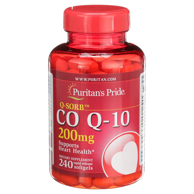 Puritans Pride QSORB Coq10 200 Mg Supplement for Heart Health Support** Important for Statin Medication Users 240 Rapid Release Softgels