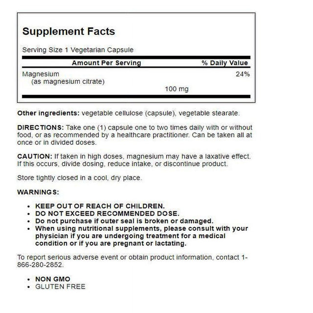 Life Extension- Magnesium (Citrate) 100Mg 100 Veg Caps