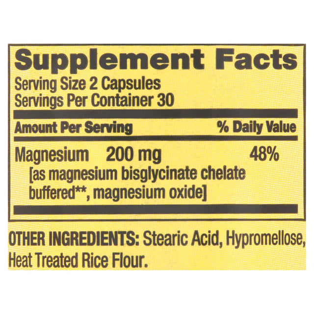 Spring Valley Magnesium Sleep Support Bone & Muscle Health Dietary Supplement Vegetarian Capsules, 200 Mg, 60 Count