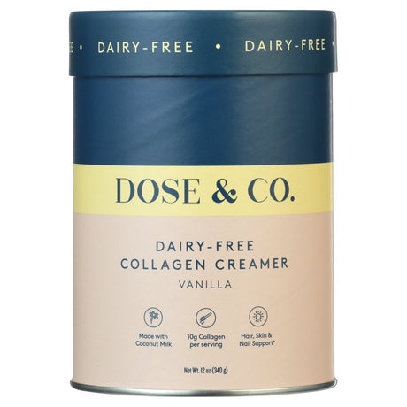 Dose & Co Collagen Dairy-Free Powdered Creamer, Vanilla, 340G (12Oz)