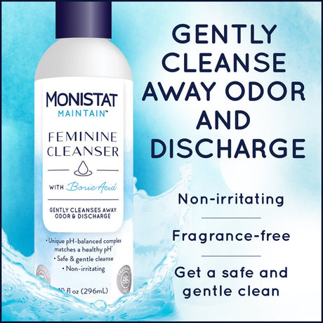 Monistat Boric Acid Feminine Cleanser, Fragrance Free Feminine Wash, 10 Fl Oz, 1 Pack