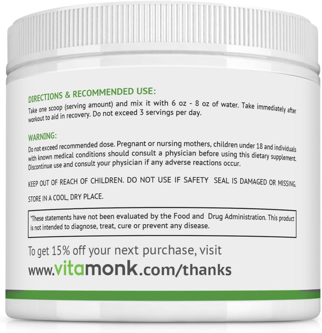 Vitamonk Keto Post Workout Recovery Drink after Workout Recovery Drink Optimal No-Carb Keto Post Workout for Men and Women - Faster Recovery -No Additives or Sugar - Non-Gmo