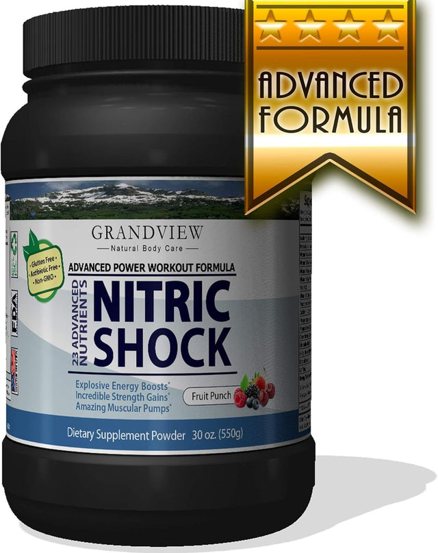 N Shock- Pre Workout Powder, X10 Strength, 44 Servings, (Fruit Punch) Boost Energy, Increase Endurance and Focus, Beta-Alanine, 175Mg Caffeine, Citrulline Malate, Nitric Oxide Booster - Keto Friendly