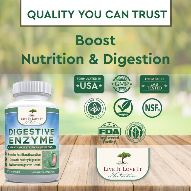 Live It Love It Digestive Enzyme Pro-Blend, Support Digestive Health, Makzyme-Pro (60 Capsules)