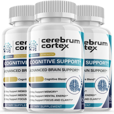 (3 Pack) Cerebrum Cortex - Nootropic Memory Booster Dietary Supplement for Focus, Memory, Clarity, & Energy - Advanced Cognitive Support Formula for Maximum Strength - 180 Capsules