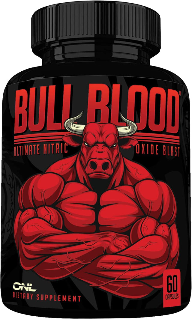 Bull Blood Nitric Oxide Supplement for Men - Nitrous Oxide Booster - L Arginine & L Citrulline Pills - Pump Pre Workout & Blood Flow for Men - NO2 Booster for Enhancing Male Strength & Energy - 60Ct