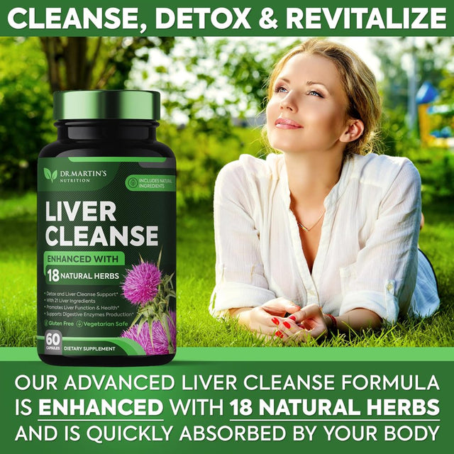 Liver Cleanse Detox & Support Supplement | 21 Natural Herbs for Your Liver | Advanced Formula for Enhanced Liver Health | Contains Milk Thistle Extract, Artichoke, Dandelion & More