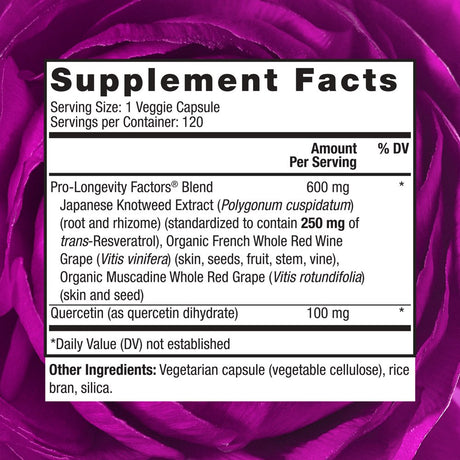 Reserveage, Resveratrol 250 Mg, Antioxidant Supplement for Heart and Cellular Health, Supports Healthy Aging, Paleo, Keto, 120 Capsules