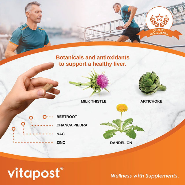 Vitapost Liver Support plus Supplement with Herbs and Botanicals - 60 Capsules