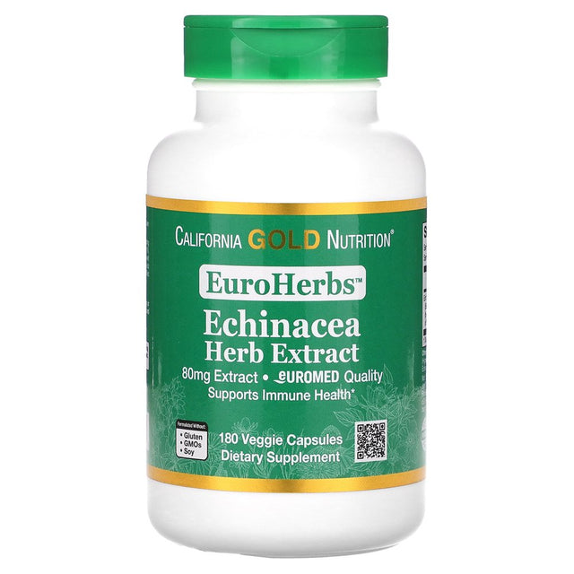 California Gold Nutrition Euroherbs, Echinacea Herb Extract, 80 Mg, 180 Veggie Capsules