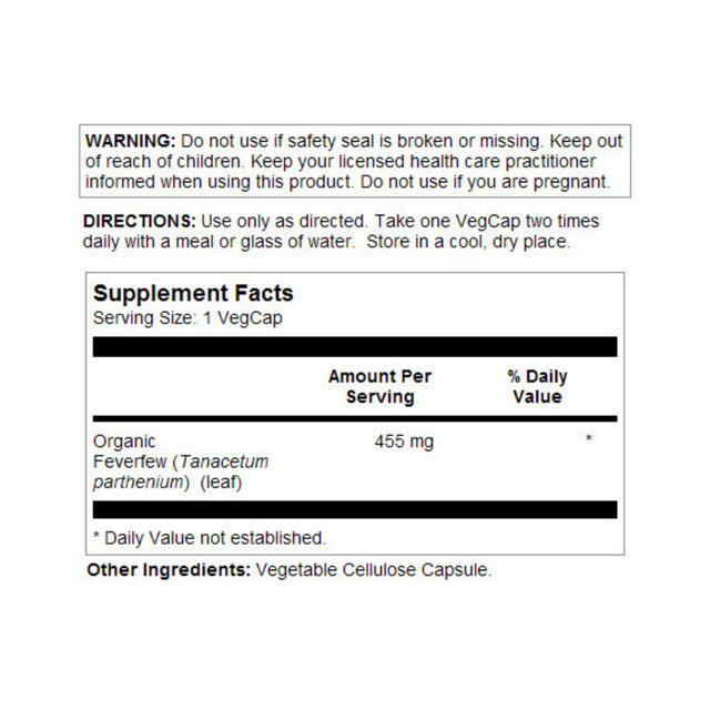 Solaray Feverfew 455Mg Capsules, 100 Ct