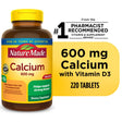 Nature Made Calcium 600 Mg with Vitamin D3 Tablets, Dietary Supplement, 220 Count