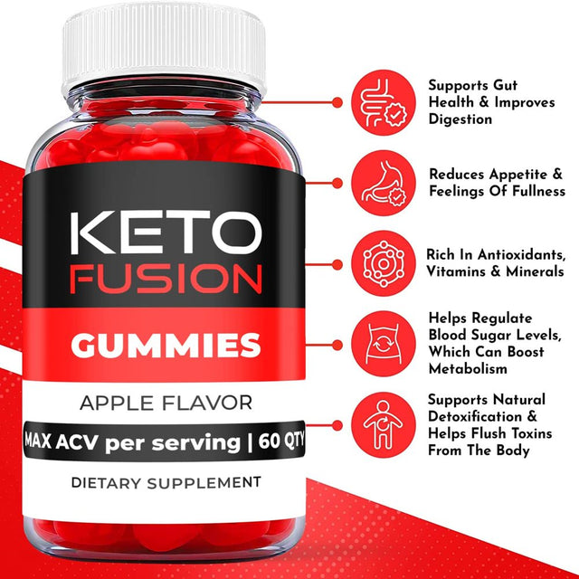 (2 Pack) Keto Fusion Keto ACV Gummies - Supplement for Weight Loss - Energy & Focus Boosting Dietary Supplements for Weight Management & Metabolism - Fat Burn - 120 Gummies