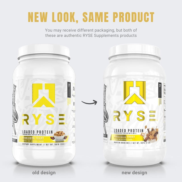 Ryse Loaded Protein Powder | 25G Whey Protein Isolate & Concentrate | with Prebiotic Fiber & Mcts | Low Carbs & Low Sugar | 27 Servings (Cinnamon Toast)