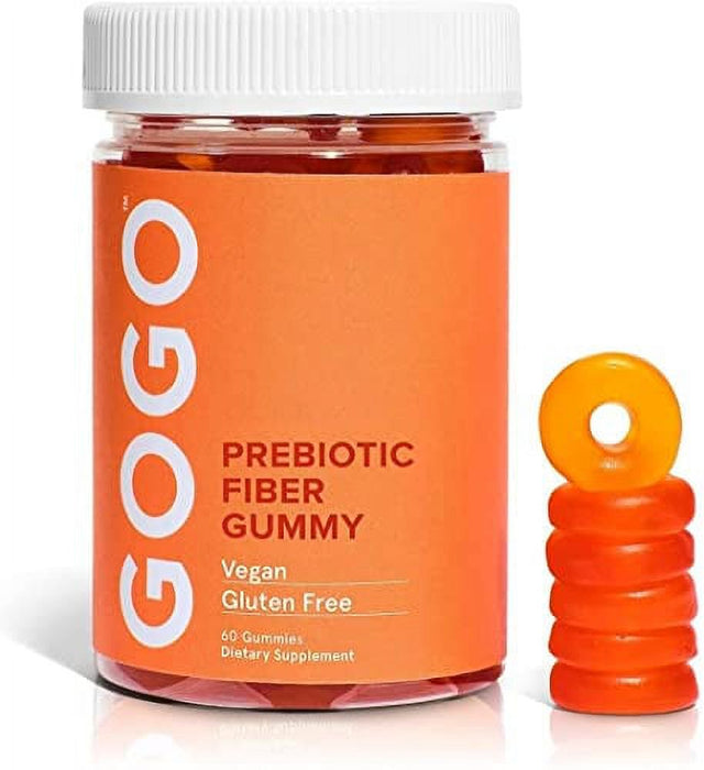 GOGO Prebiotic Fiber 60 Gummies Chicory Root Inulin Gut Health, Constipation Relief & Weight Management