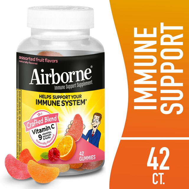 Airborne 750Mg Vitamin C Immune Support Gummies, Assorted Fruit Flavor, 42 Count