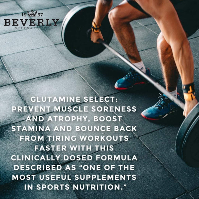 Beverly International Glutamine Select, 60 Servings. Clinically Dosed L-Glutamine and Amino Acid Formula for Lean Muscle and Recovery. Sugar-Free Powder. Bcaa’S.