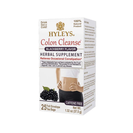 Hyleys Colon Cleanse Blackberry (1 Pack) and Hyleys Slim Tea Acai Berry Flavor - Weight Loss Herbal Supplement Cleanse and Detox - 25 Tea Bags (1 Pack)