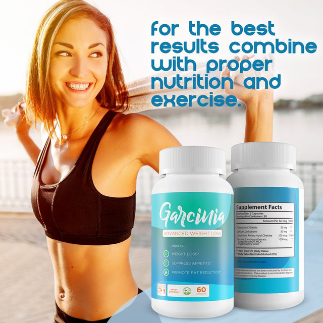 Garcinia Advanced Weight Loss - Help to Suppress Appetite - Help to Lose Weight - Promote Fat Reduction - Powerful Potent and Pure Garcinia Cambogia - 30 Servings