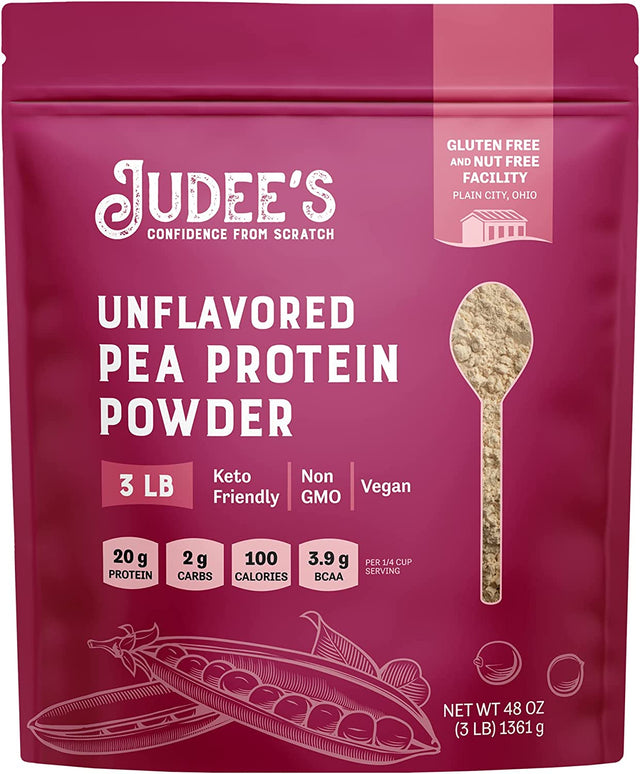 Judee’S Unflavored Pea Protein Powder (80% Protein) 3 Lb - 100% Non-Gmo, Keto-Friendly, Vegan - Dairy-Free, Soy-Free, Gluten-Free and Nut-Free - Easily Dissolve in Liquids