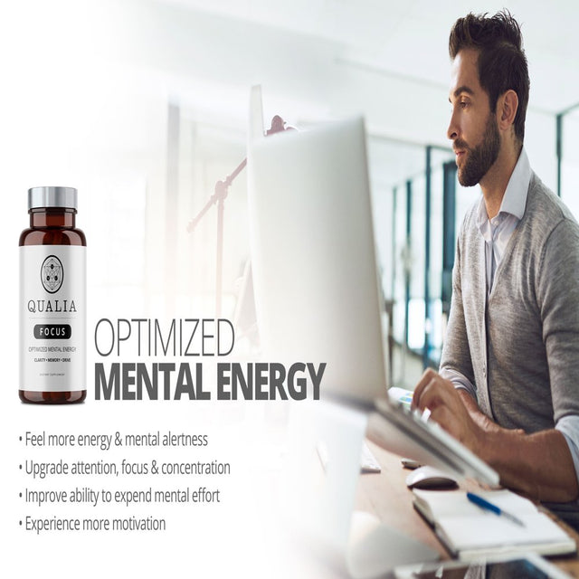 Qualia Focus Brain Booster Supplement by Neurohacker Collective | Nootropic Designed for Clarity, Memory & Drive | W/Ginkgo Biloba, L-Theanine 30 Ct