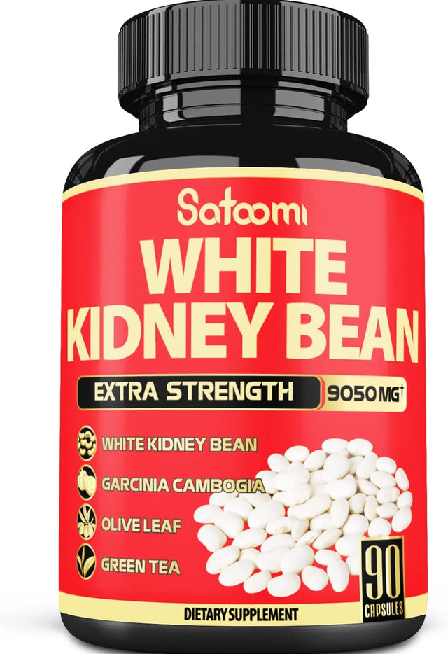 Pure White Kidney Bean Extract Capsules - 6 Herbal Ingredients 9050 Mg Equivalent - Support Carb Management, Starch Blocking with Coffee Bean & Green Tea - 90 Vegan Capsules for 3 Months