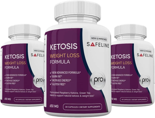 (3 Pack) Official Safeline Ketosis Weight Loss Formula, Safeline Keto Pills Pro 650Mg, 180 Capsules, 3 Months Supply