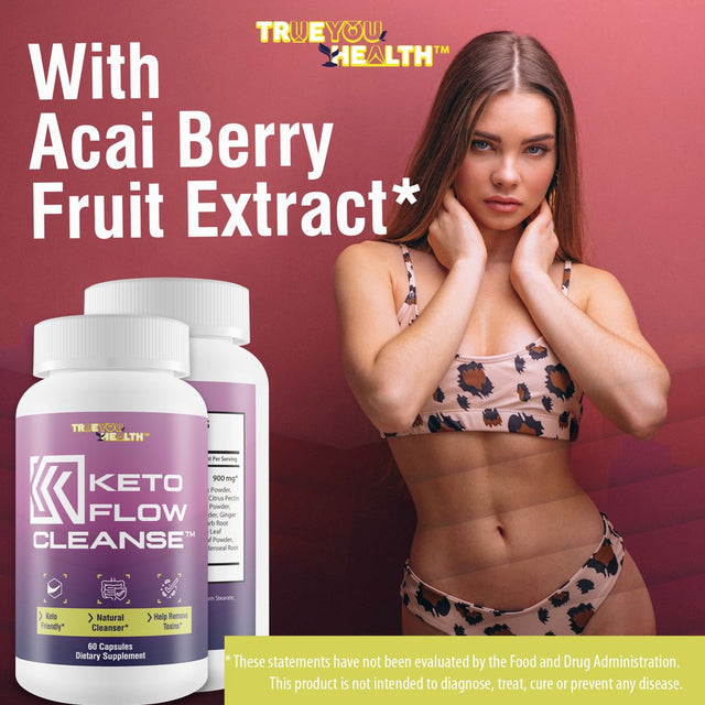 Keto Flow Cleanse - Natural Cleanse Aid - Support Waste & Toxin Elimination - Acai Cleanser Keto Pills with Probiotics - Keto Detox Colon Cleanser to Support Energy, Ketosis, & Digestive Health