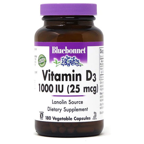 Bluebonnet Nutrition - Vitamin D3 1000 IU - 180 Vegetarian Capsules