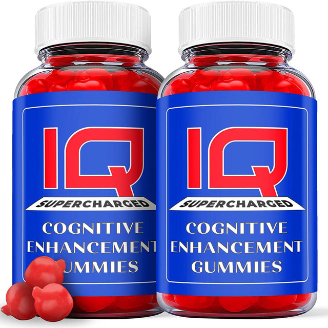 (2 Pack) IQ Supercharged Gummies - Nootropic Memory Booster Dietary Supplement for Focus, Memory, Clarity, & Energy - Advanced Cognitive Formula for Maximum Strength - 120 Gummies