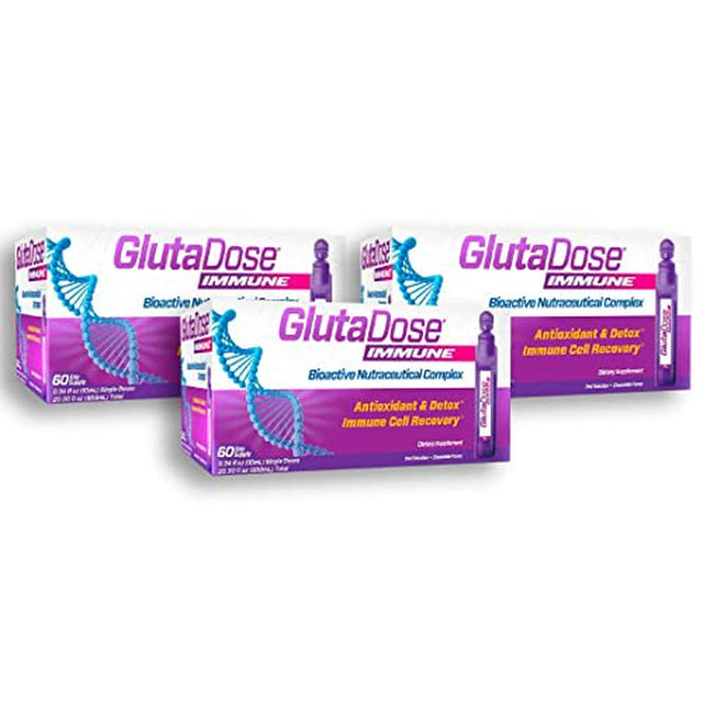 Glutadose Immune, Chocolate Flavor 60 Doses / 10Ml Each (3 Pack)